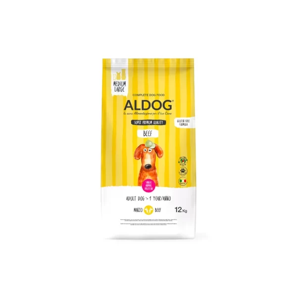 ALDOG Jautienos sausas maistas vidutinių/didelių veislių šunims, 12 kg