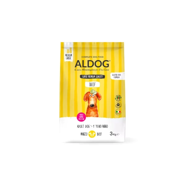 ALDOG Jautienos sausas maistas vidutinių/didelių veislių šunims, 3 kg