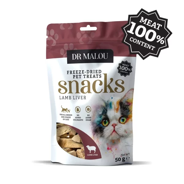 „Dr Malou“ 100 % ėrienos kepenys – liofilizuotas papildomas ėdalas katėms