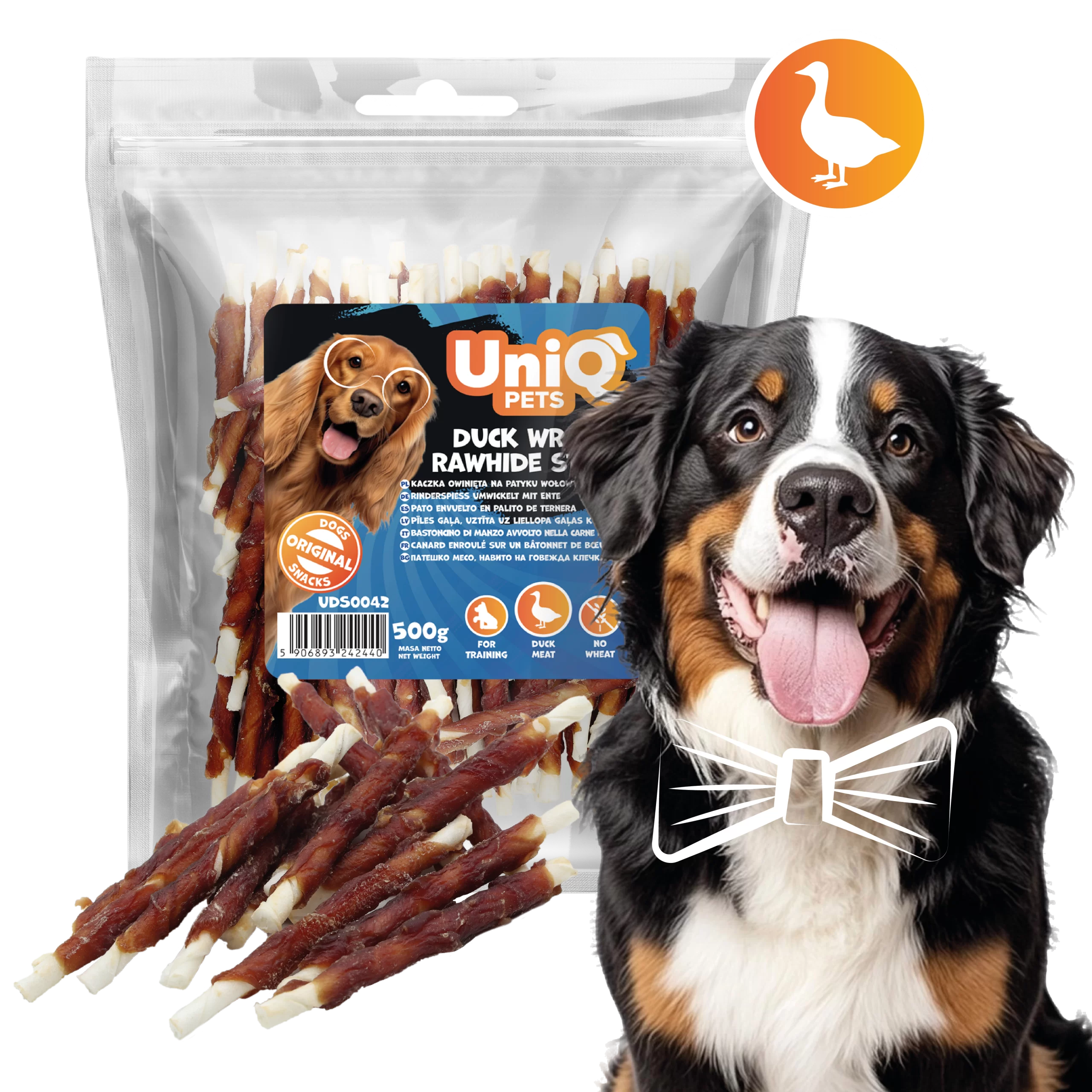 UNIQ DUCK WRAPS RAWHIDE STICKS 500G UDS0042 (1)