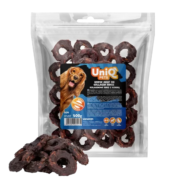 UniQ Pets – Arkliena ant kolageno žiedų, 5 cm, 500 g