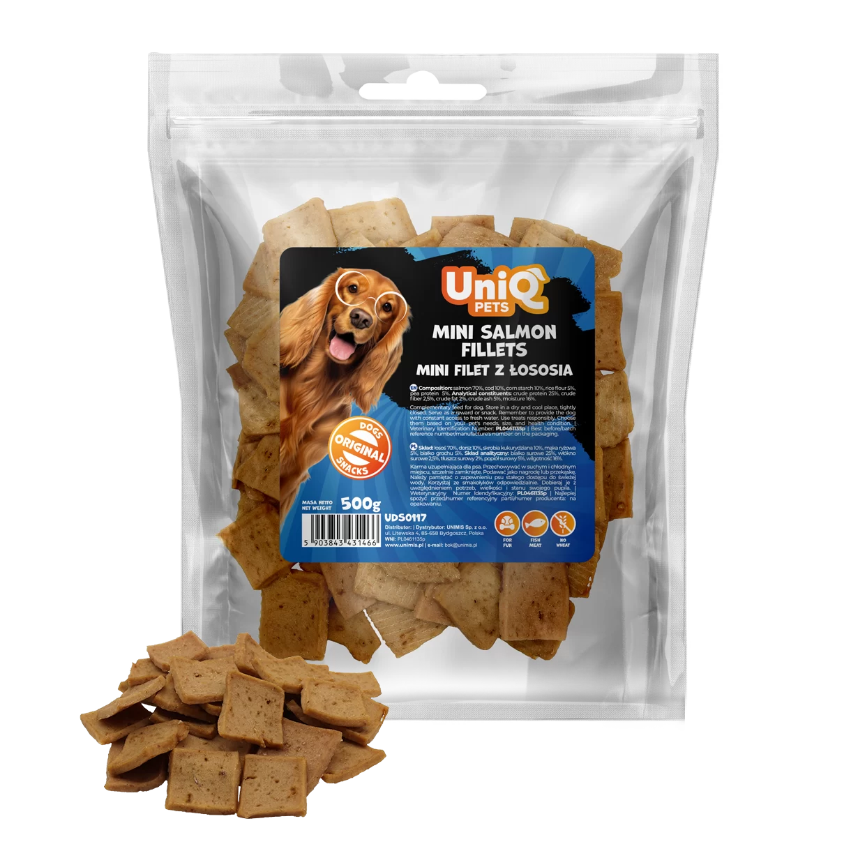 UNIQ PETS DOG SNACKS VEGGIE & SEA 500g mini salmon fillets UDS0117 (3)