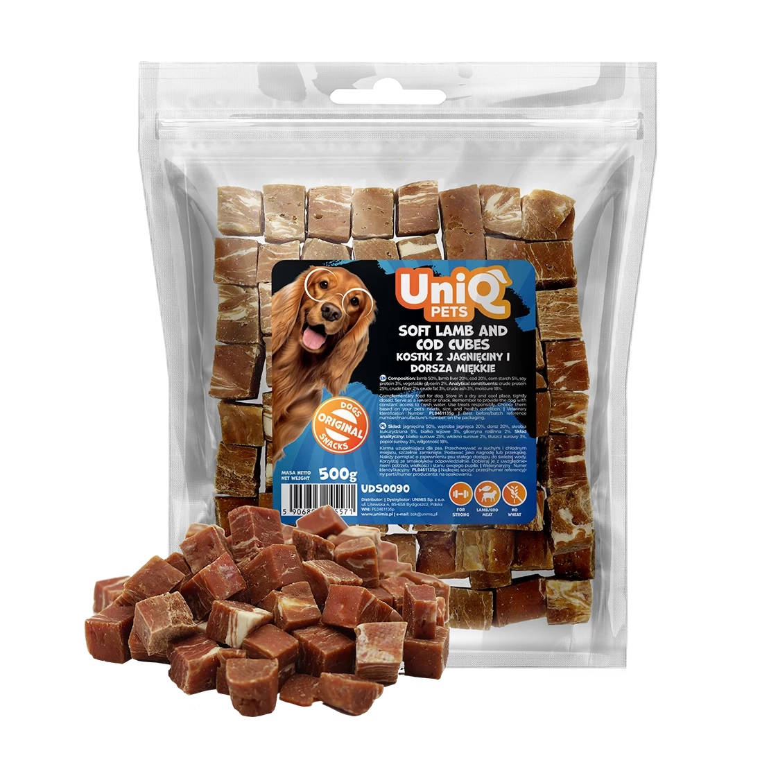 UNIQ PETS dog snacks 500g soft lamb and cod cubes UDS0090 (8)