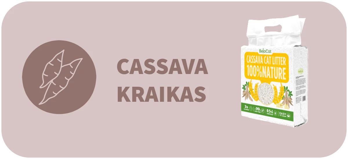 Cassava kraikas katėms